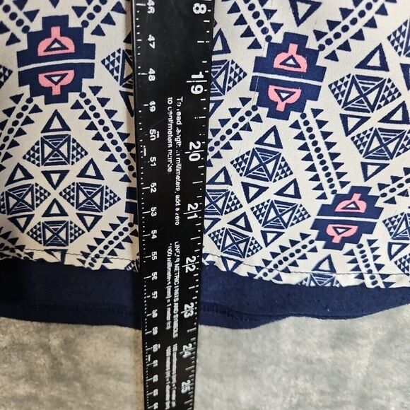 Jolt womens top Med poly rayon blue white pink geometric - Picture 4 of 10